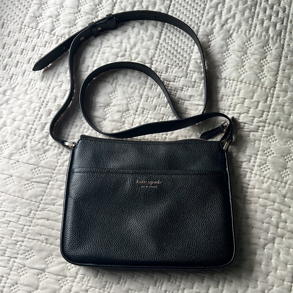 kate spade black leather cross body purse